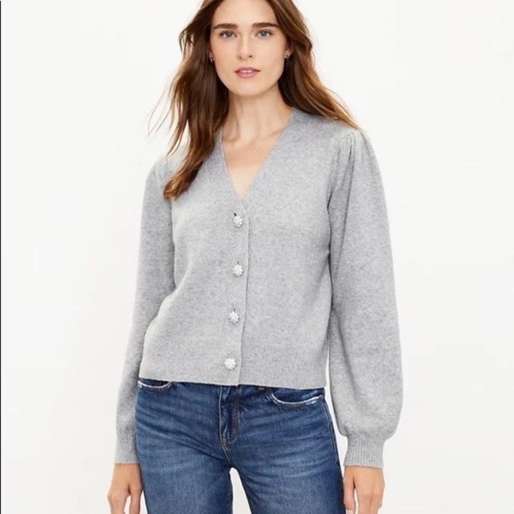 LOFT Jeweled Button Sweater